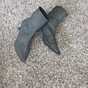 Zara Glitter Pointed Ankle Boots in Black and Silver